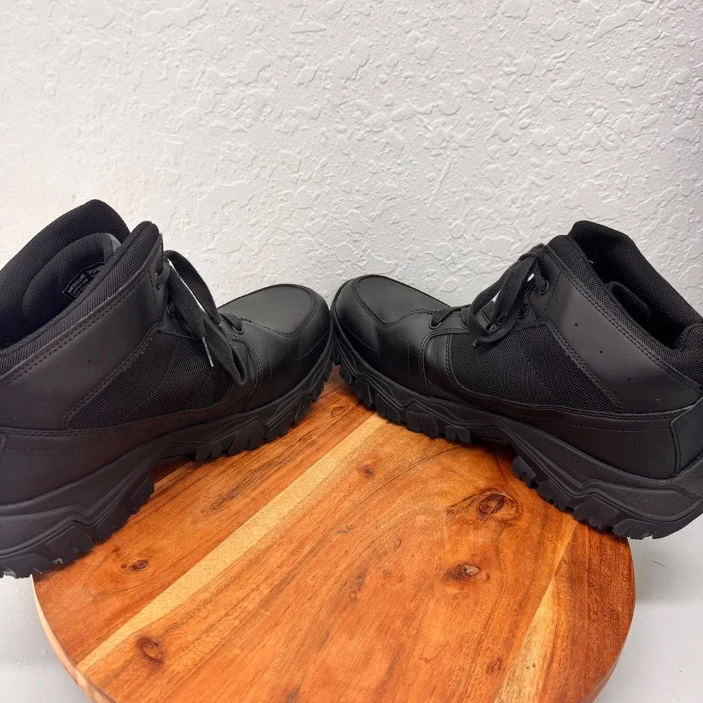Dr Scholl's Careers Mens 13W Black Leather Tactical Work‎ Boots Wide MNDS42CL003